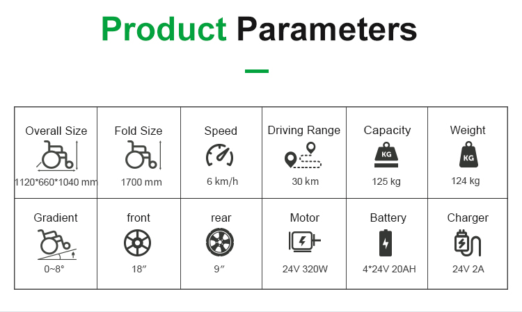 ET10 automatic control electric standing wheelchair params